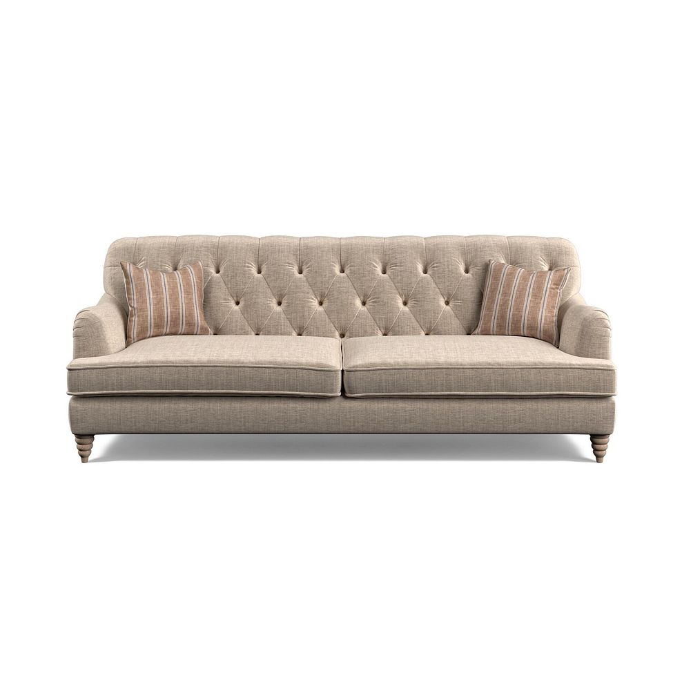 Stanley 4 Seater Sofa in Cream Fabric with Pink Neutral Stripe Scatters 2