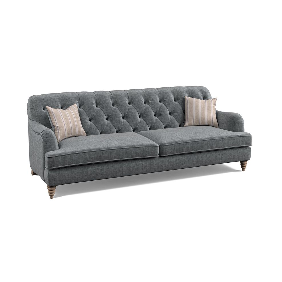 Stanley 4 Seater Sofa in Grey Fabric with Cream Stripe Scatters 1