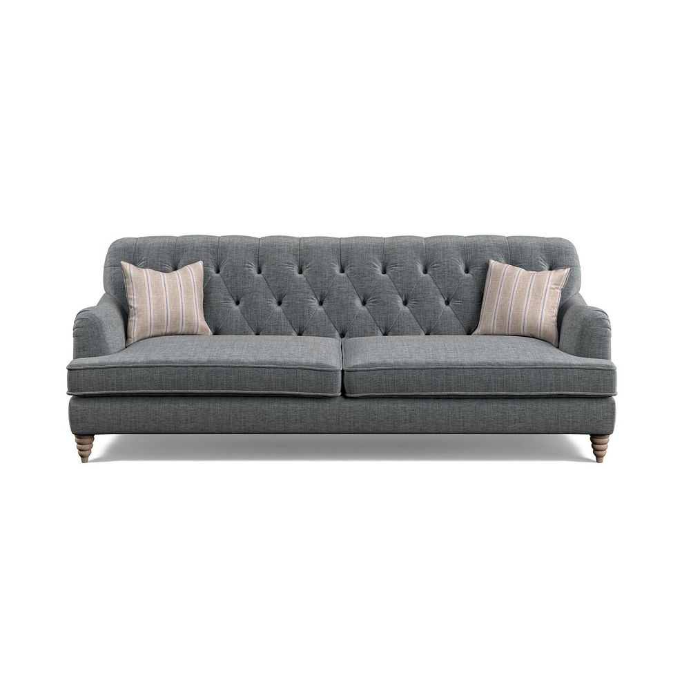 Stanley 4 Seater Sofa in Grey Fabric with Cream Stripe Scatters 2