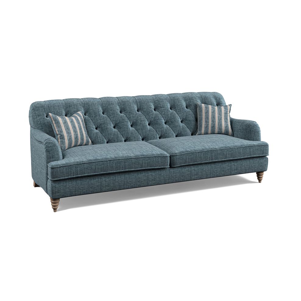 Stanley 4 Seater Sofa in Prussian Fabric with Prussian Stripe Scatters Thumbnail 3