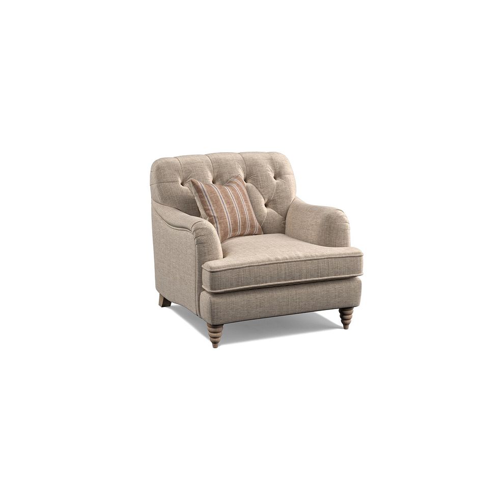 Stanley Armchair in Cream Fabric with Pink Neutral Stripe Scatter 1