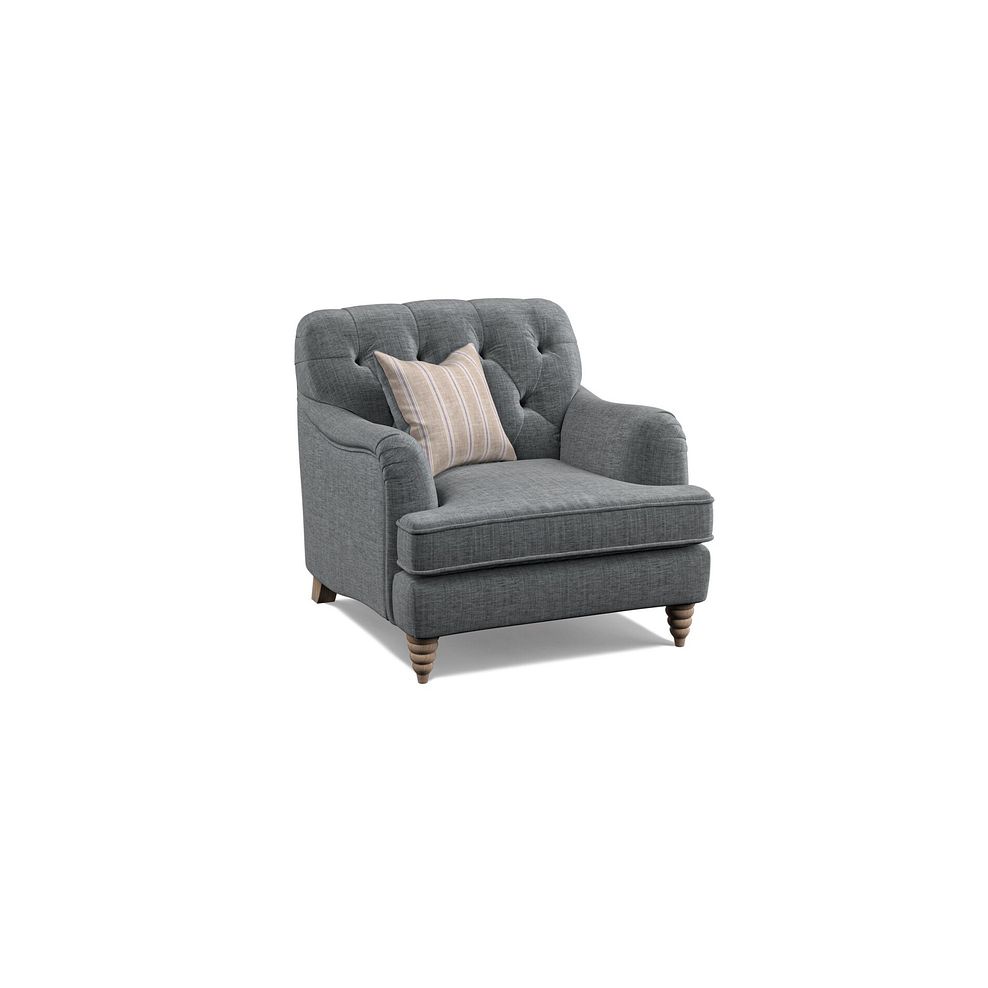 Stanley Armchair in Grey Fabric with Cream Stripe Scatter 1