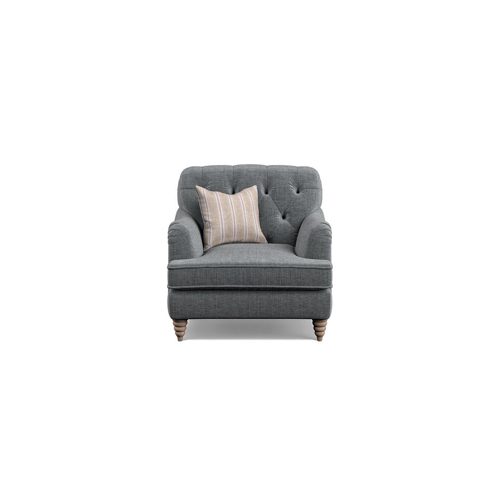 Stanley Armchair in Grey Fabric with Cream Stripe Scatter 2