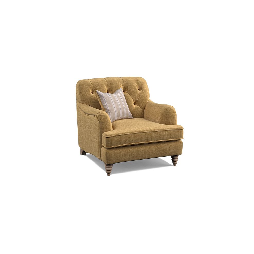 Stanley Armchair in Lichen Fabric with Cream Stripe Scatter 1