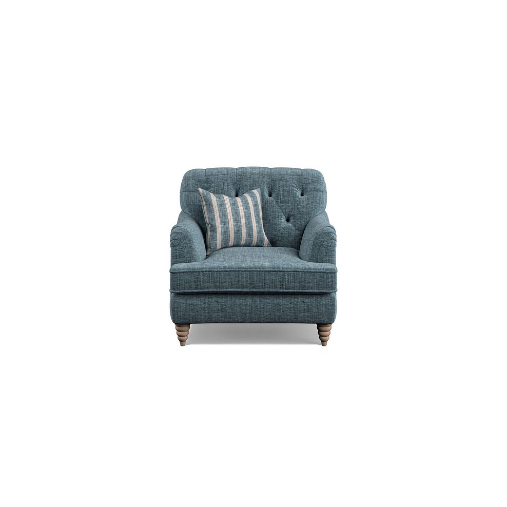Stanley Armchair in Prussian Fabric with Prussian Stripe Scatter Thumbnail 4