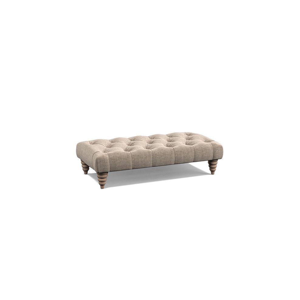 Stanley Rectangle Buttoned Footstool in Cream Fabric