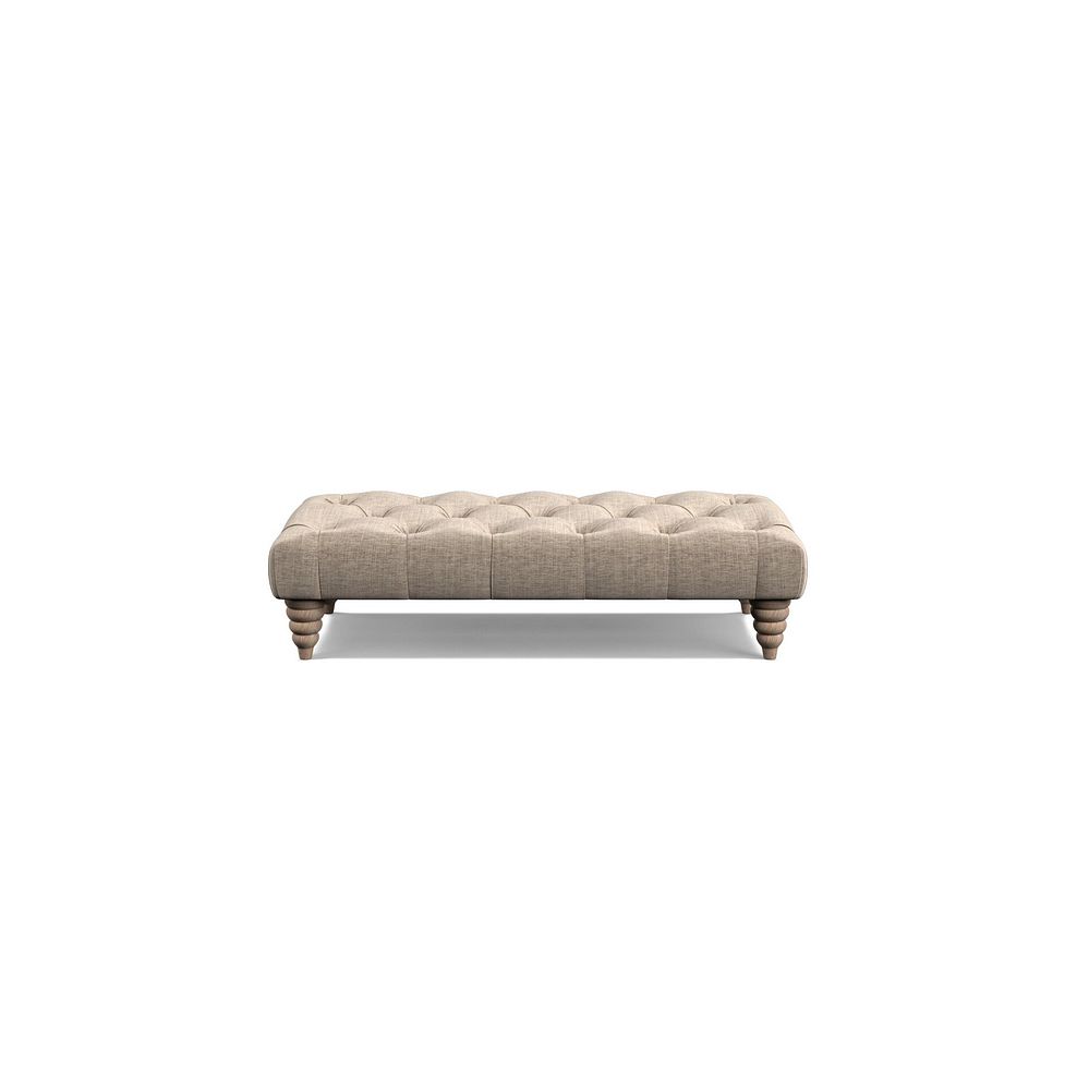 Stanley Rectangle Buttoned Footstool in Cream Fabric Thumbnail 2