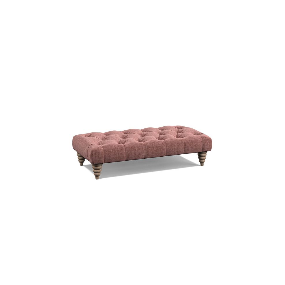 Stanley Rectangle Buttoned Footstool in Dusky Pink Fabric 1