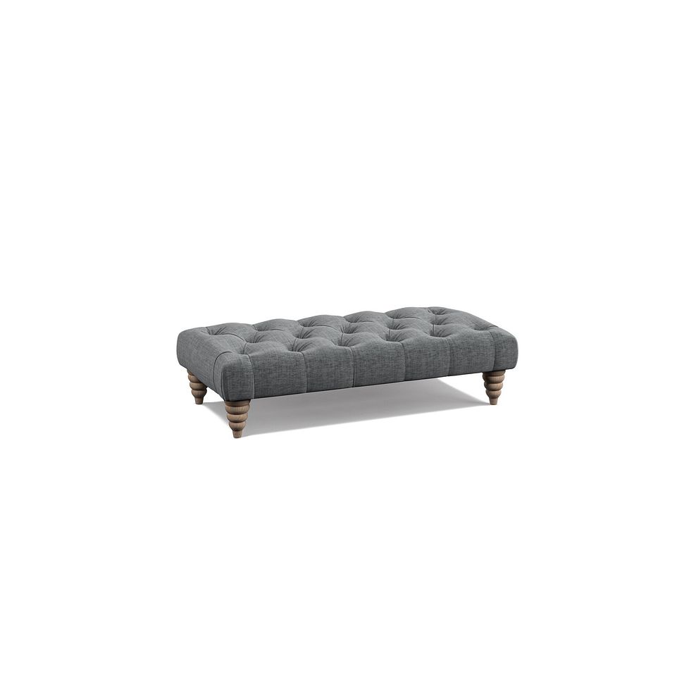 Stanley Rectangle Buttoned Footstool in Grey Fabric Thumbnail 1