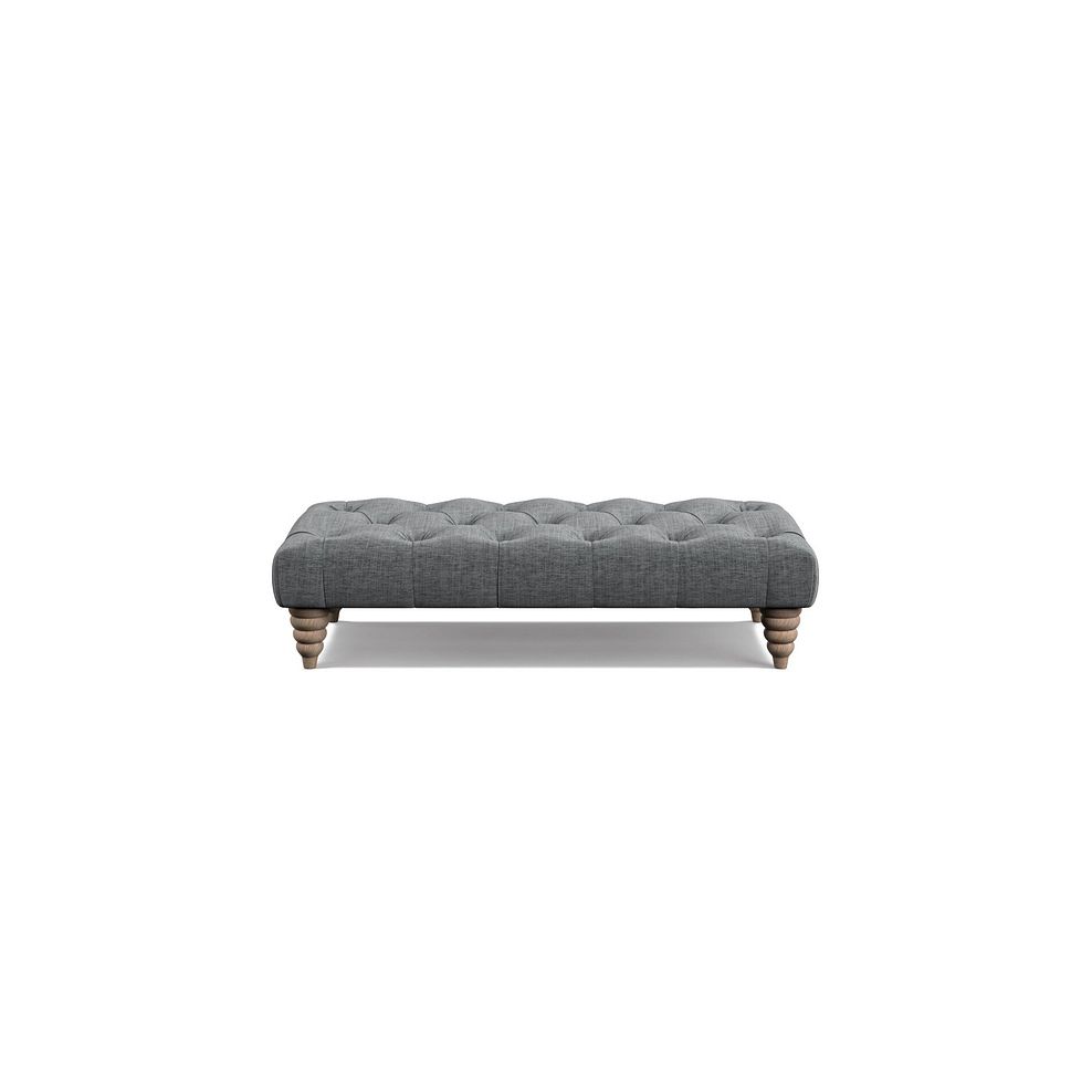 Stanley Rectangle Buttoned Footstool in Grey Fabric 2