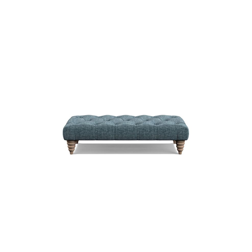 Stanley Rectangle Buttoned Footstool in Prussian Fabric 2