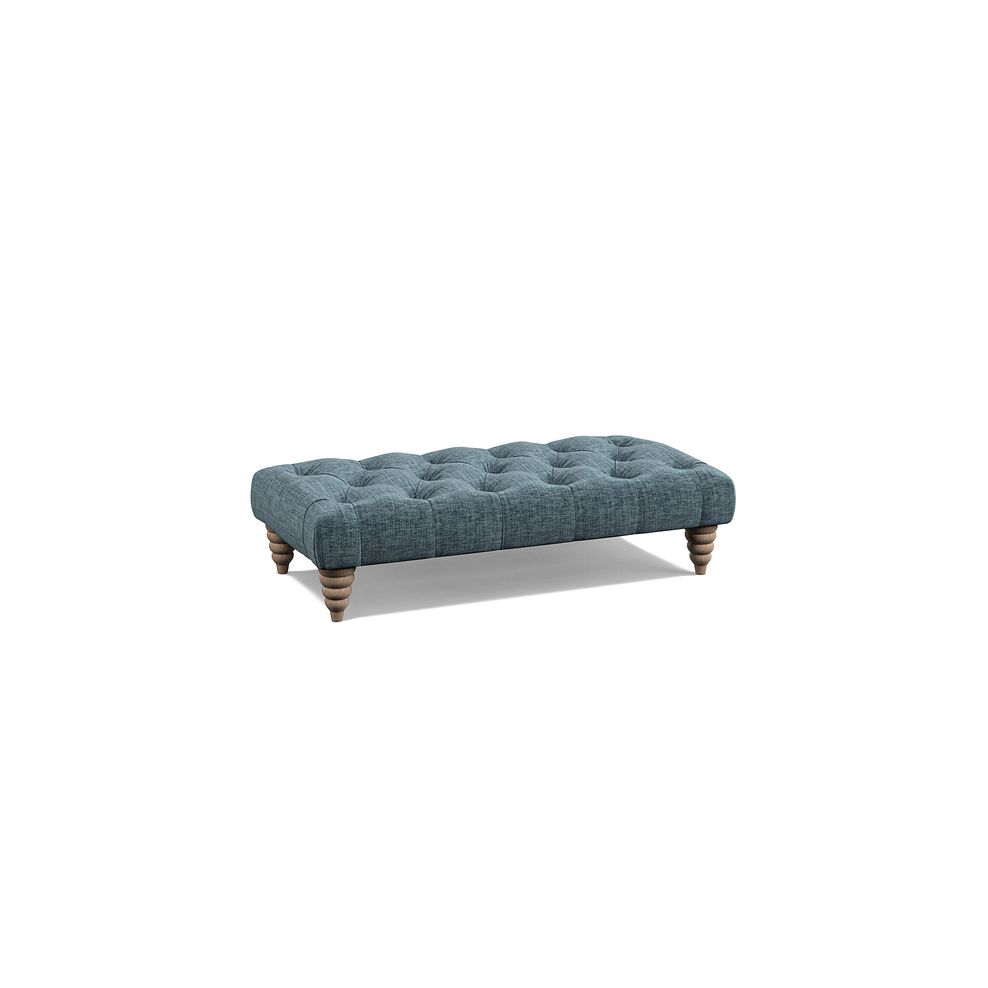 Stanley Rectangle Buttoned Footstool in Prussian Fabric 1