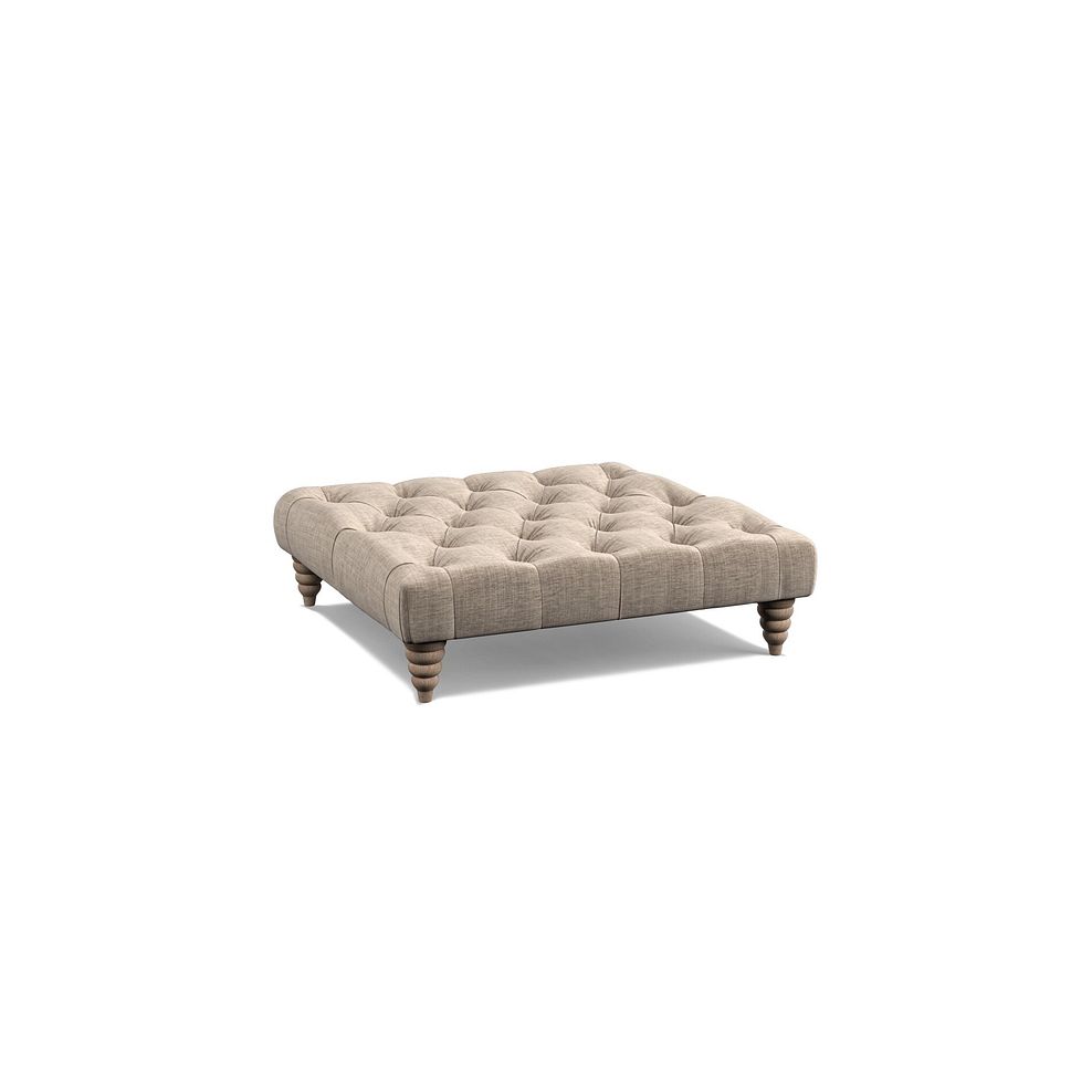 Stanley Square Buttoned Footstool in Cream Fabric 1
