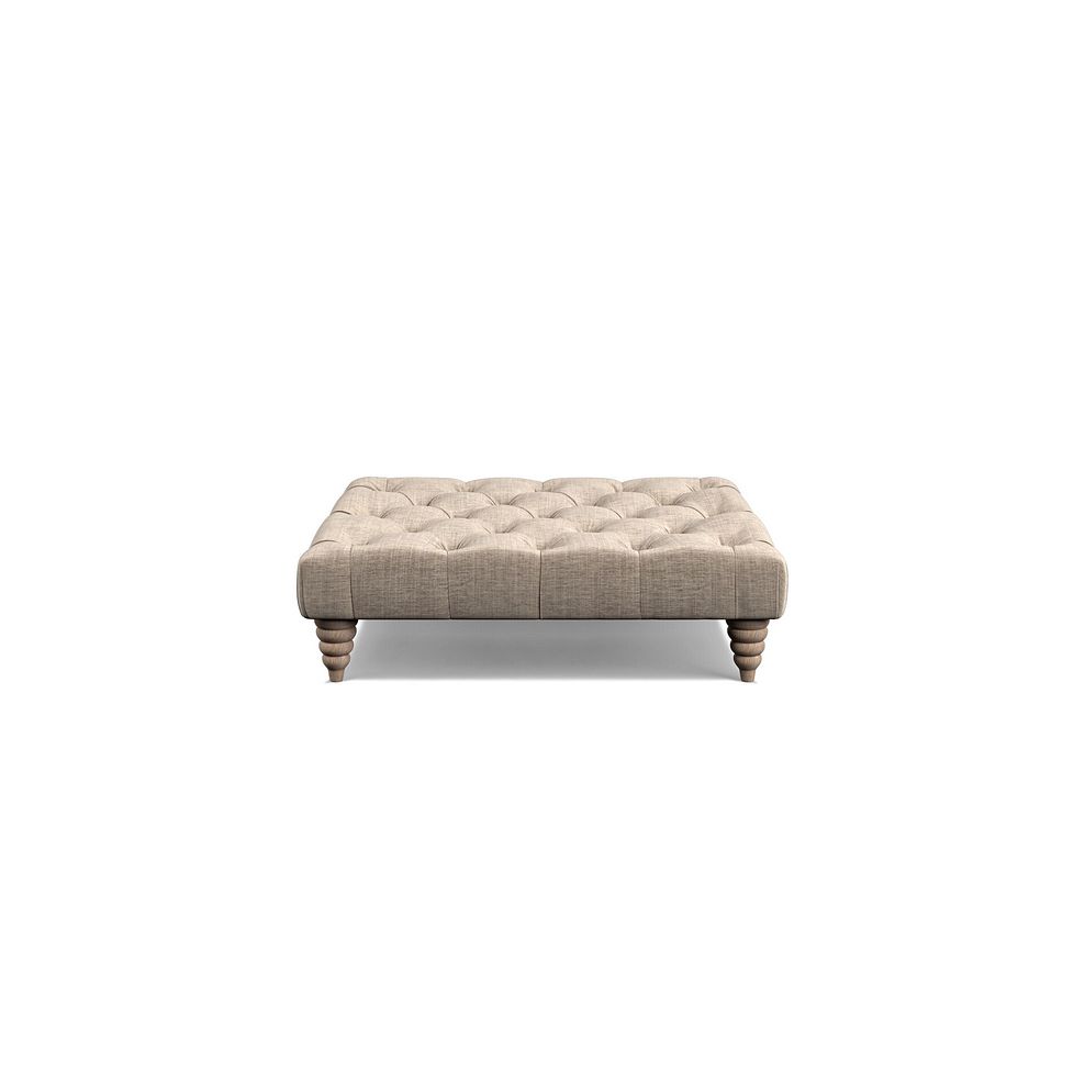 Stanley Square Buttoned Footstool in Cream Fabric 2