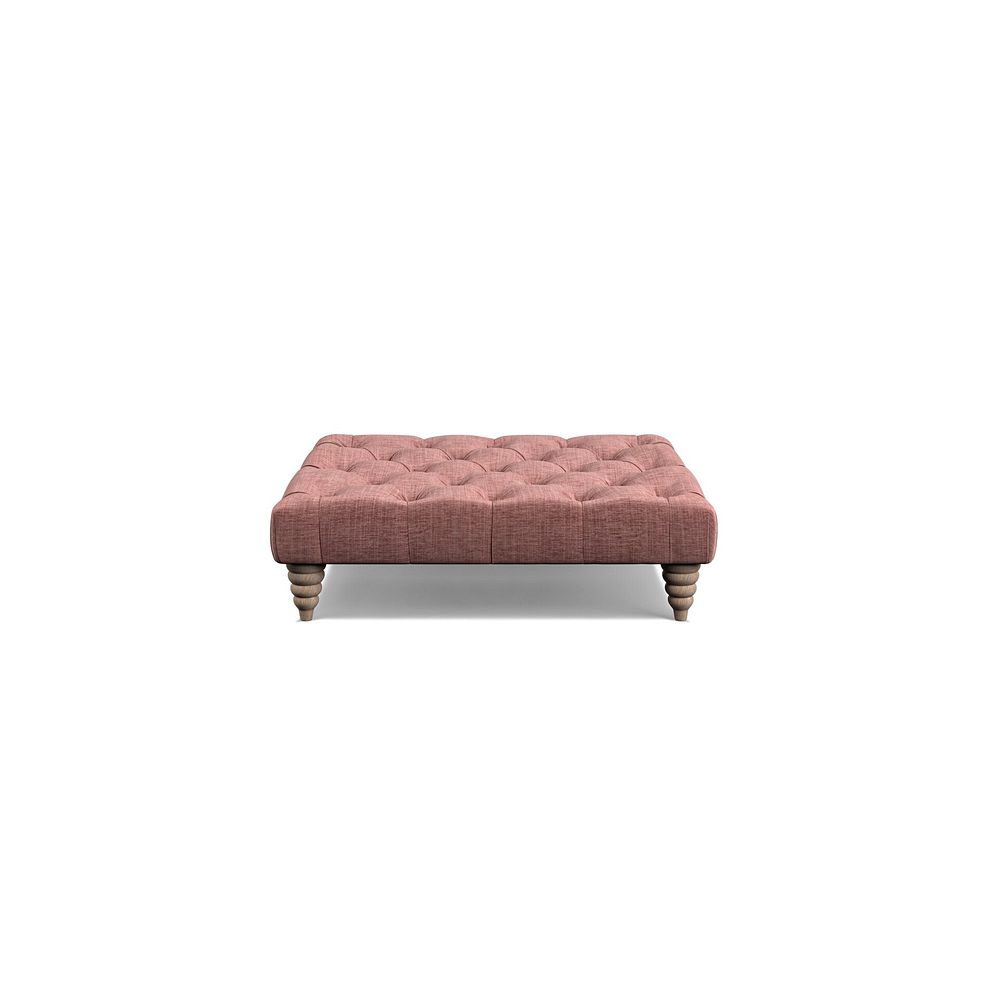 Stanley Square Buttoned Footstool in Dusky Pink Fabric 2
