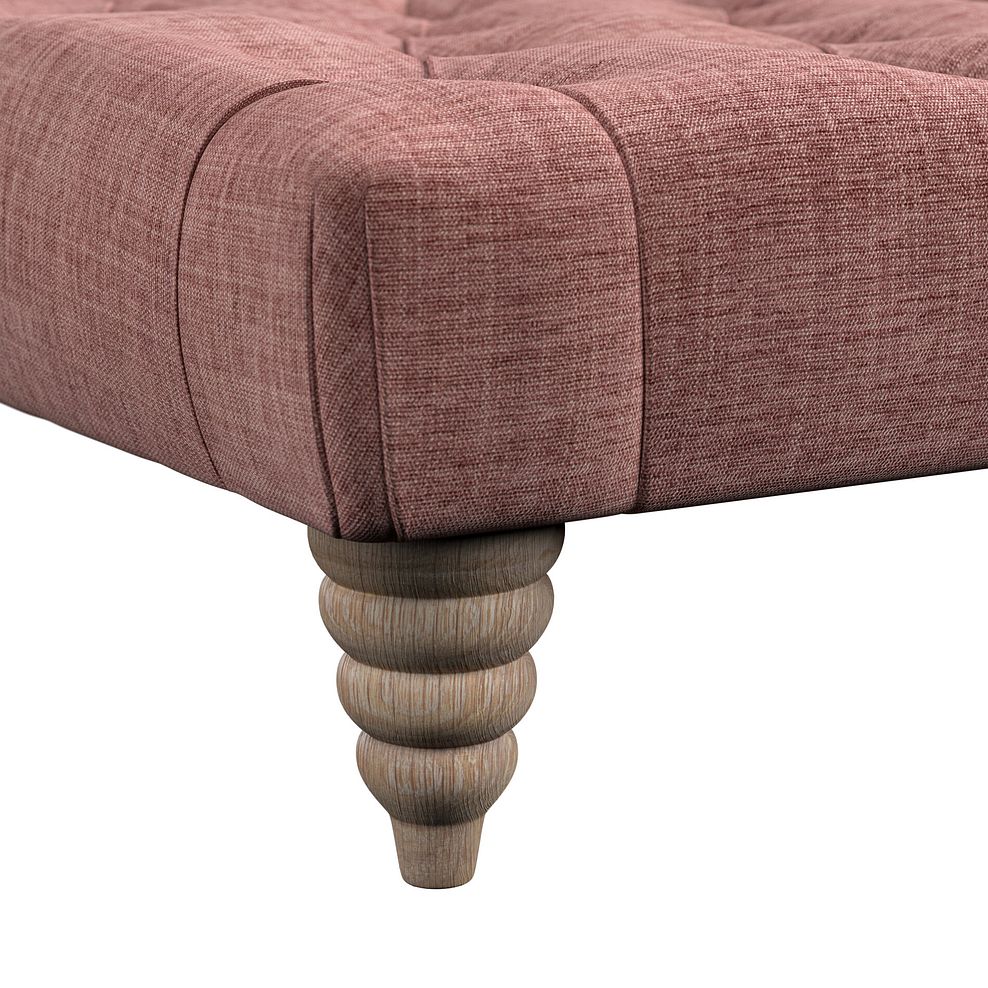 Stanley Square Buttoned Footstool in Dusky Pink Fabric 5