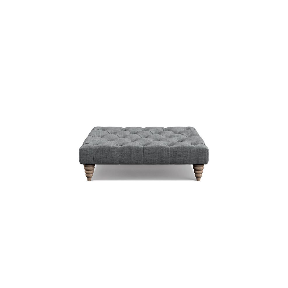 Stanley Square Buttoned Footstool in Grey Fabric Thumbnail 2