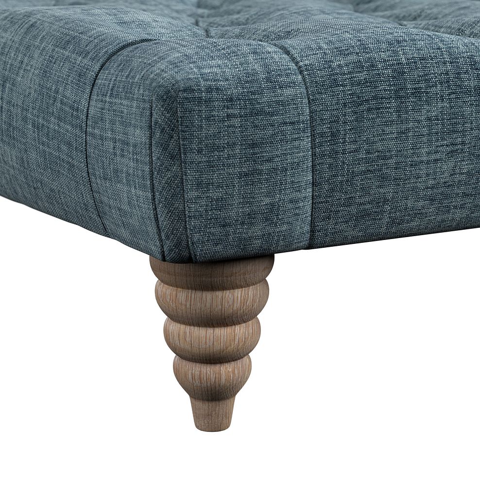 Stanley Square Buttoned Footstool in Prussian Fabric 5