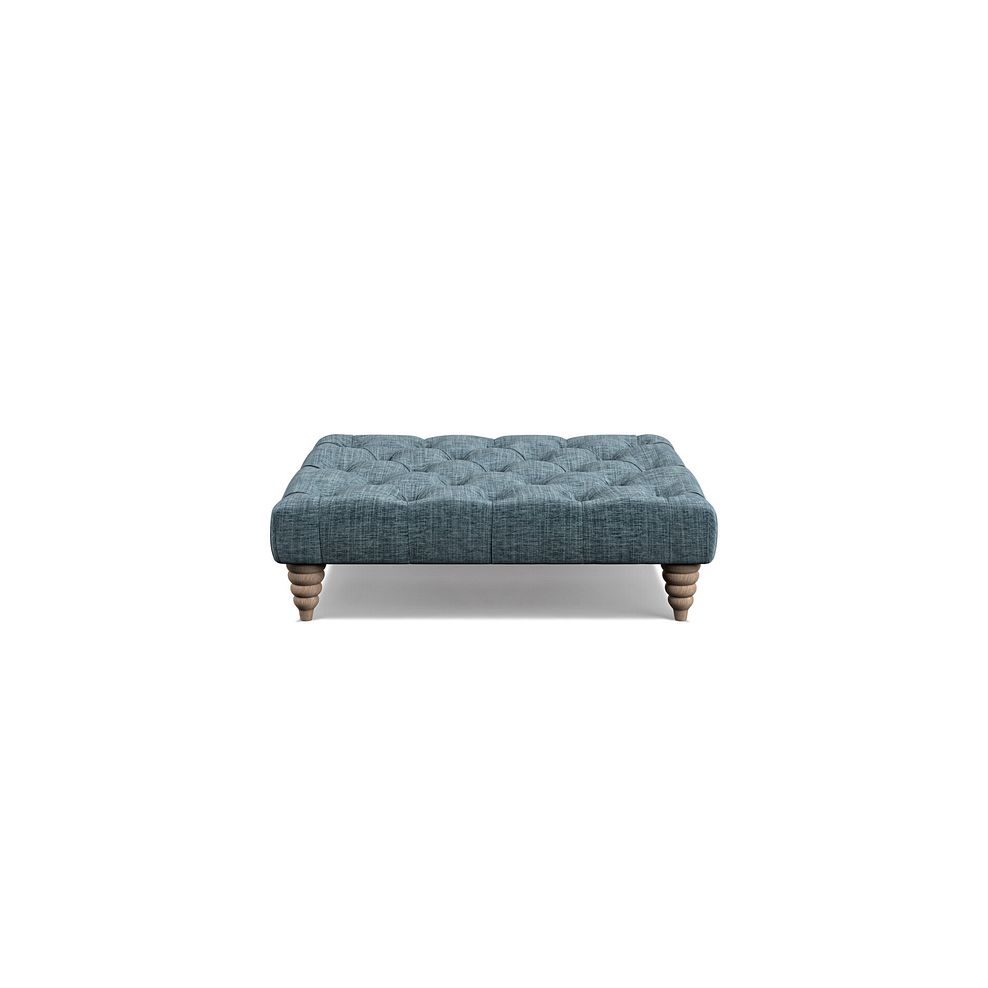 Stanley Square Buttoned Footstool in Prussian Fabric 3