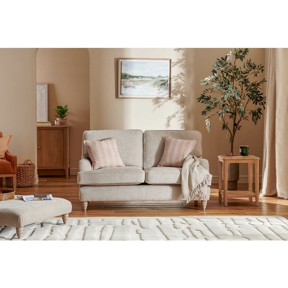Stanmore 2 Seater Sofa in Cream Fabric with Pink Neutral Stripe Scatters 2