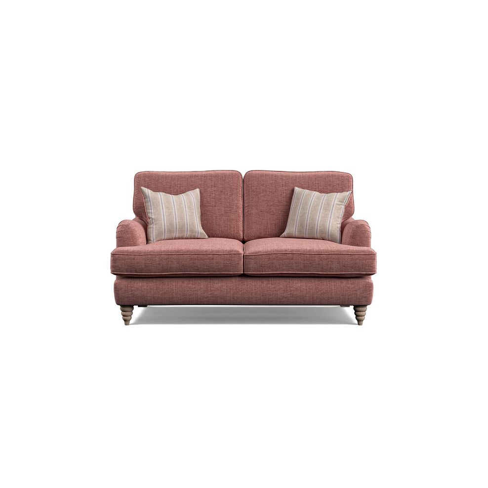 Stanmore 2 Seater Sofa in Dusky Pink Fabric with Cream Stripe Scatters 2