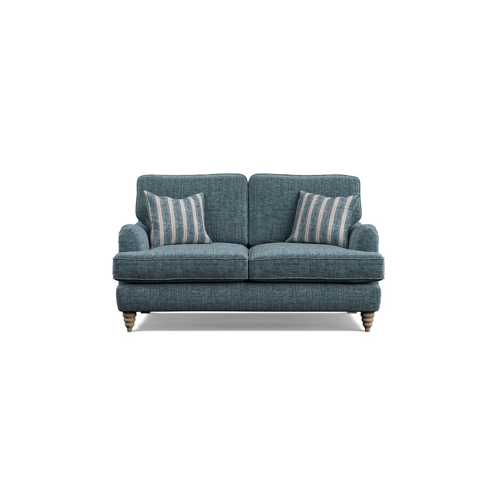 Stanmore 2 Seater Sofa in Prussian Fabric with Prussian Stripe Scatters 2