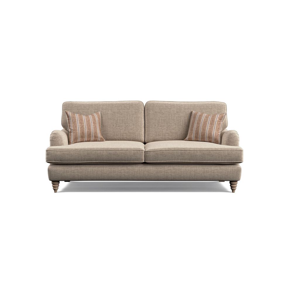 Stanmore 3 Seater Sofa in Cream Fabric with Pink Neutral Stripe Scatters Thumbnail 2