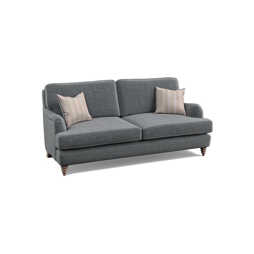 Stanmore 3 Seater Sofa in Grey Fabric with Cream Stripe Scatters 1