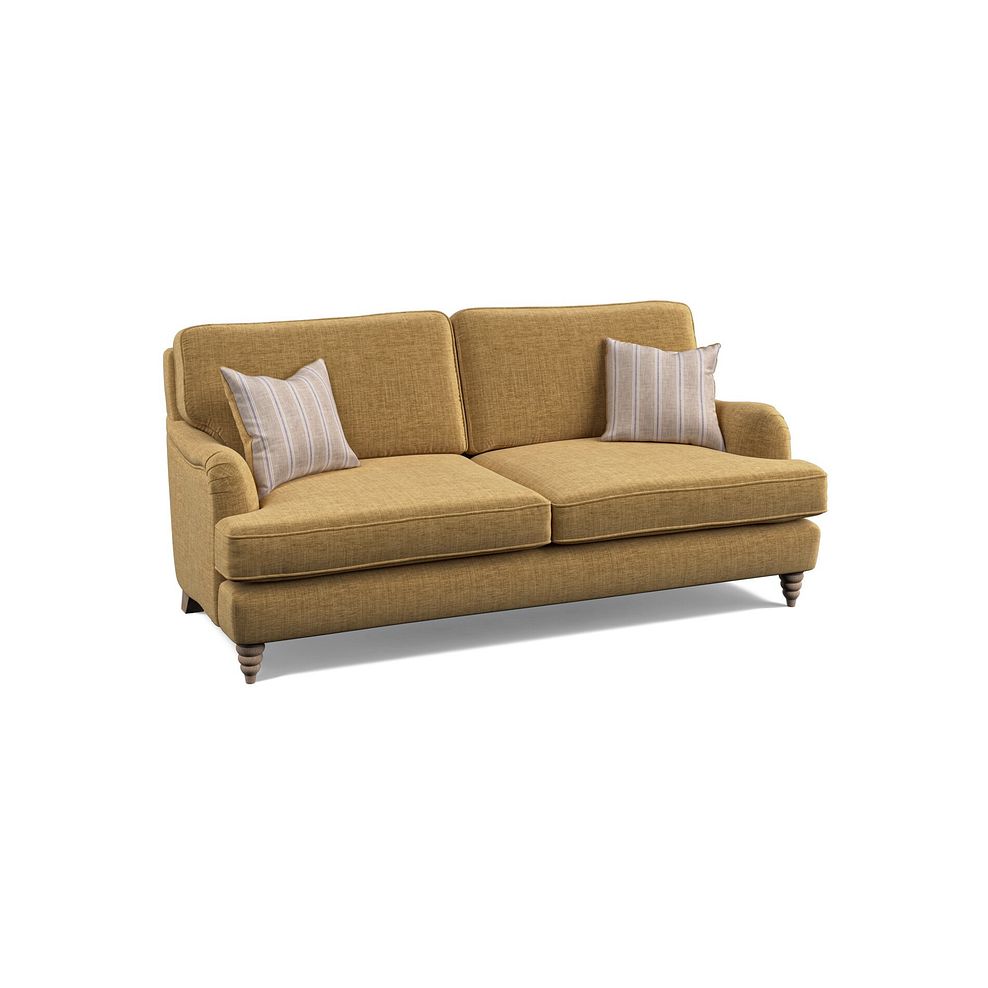 Stanmore 3 Seater Sofa in Lichen Fabric with Cream Stripe Scatters 1