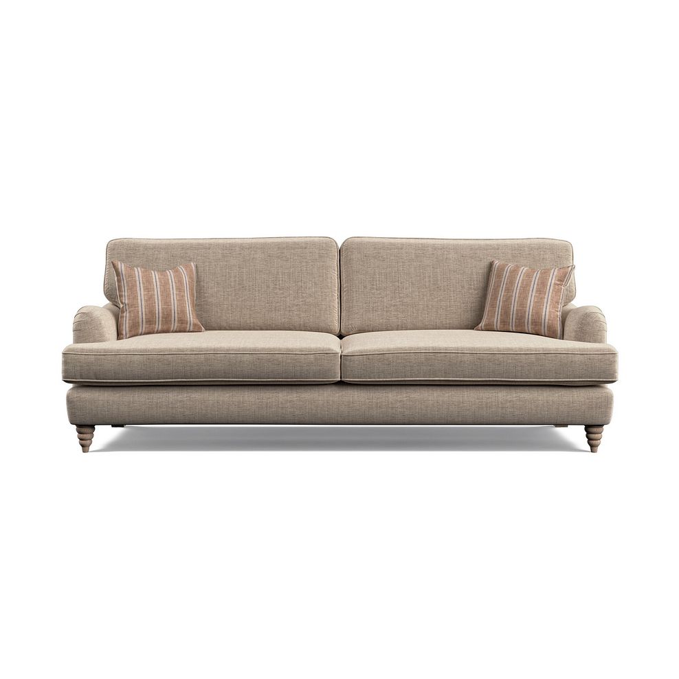 Stanmore 4 Seater Sofa in Cream Fabric with Pink Neutral Stripe Scatters 4
