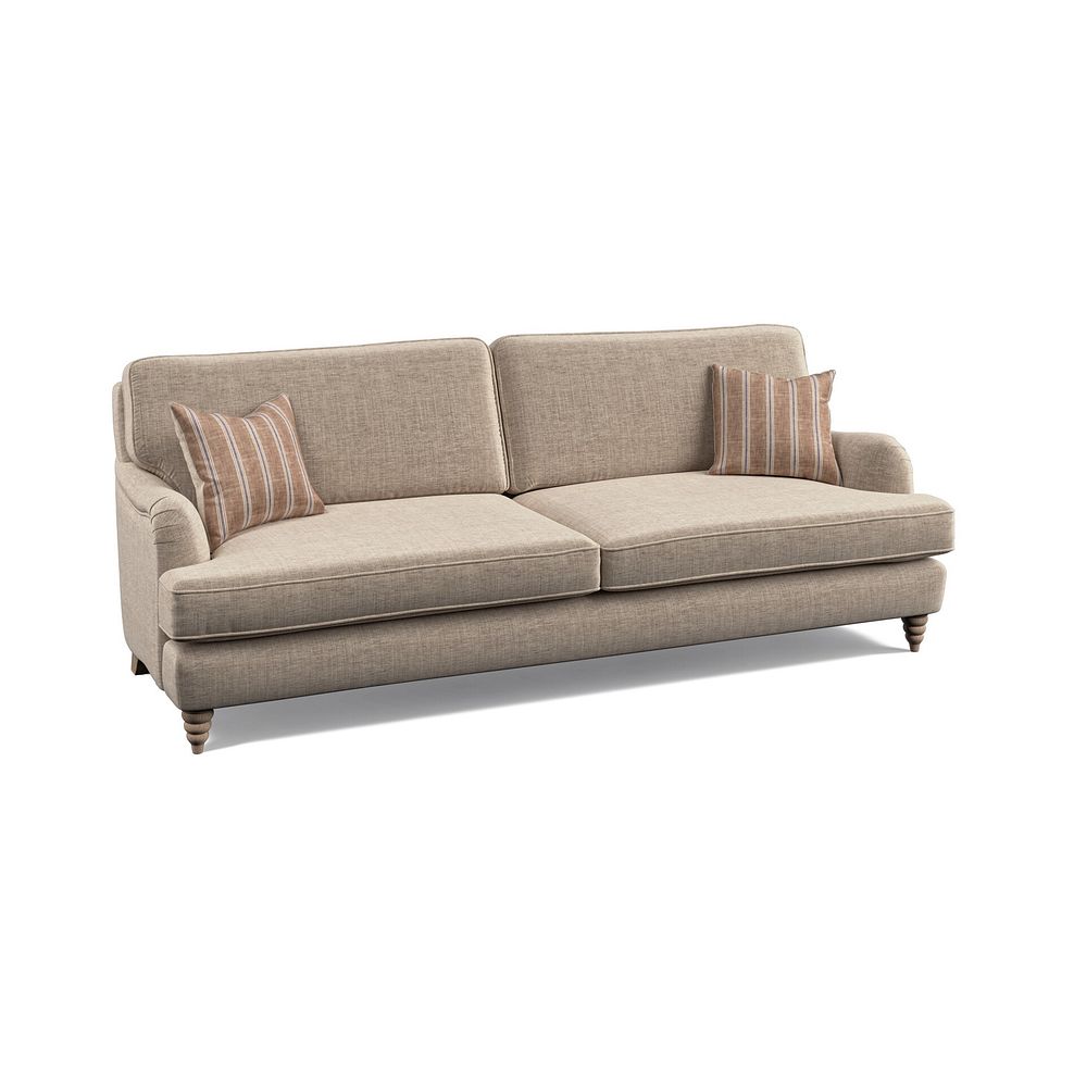 Stanmore 4 Seater Sofa in Cream Fabric with Pink Neutral Stripe Scatters 3