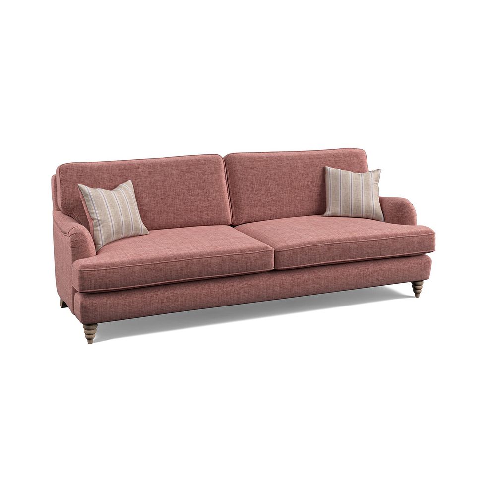 Stanmore 4 Seater Sofa in Dusky Pink Fabric with Cream Stripe Scatters Thumbnail 1