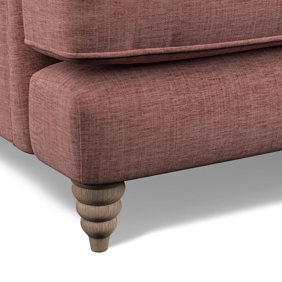 Stanmore 4 Seater Sofa in Dusky Pink Fabric with Cream Stripe Scatters 6