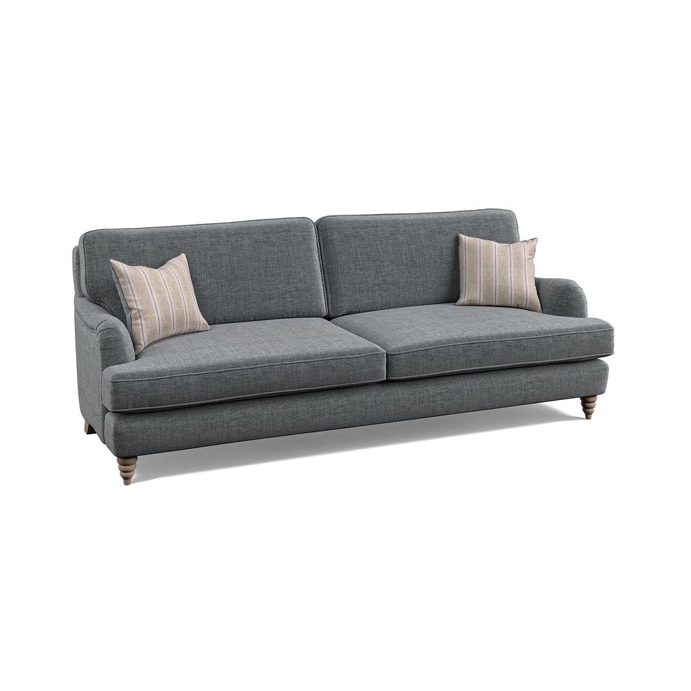 Stanmore 4 Seater Sofa in Grey Fabric with Cream Stripe Scatters 1