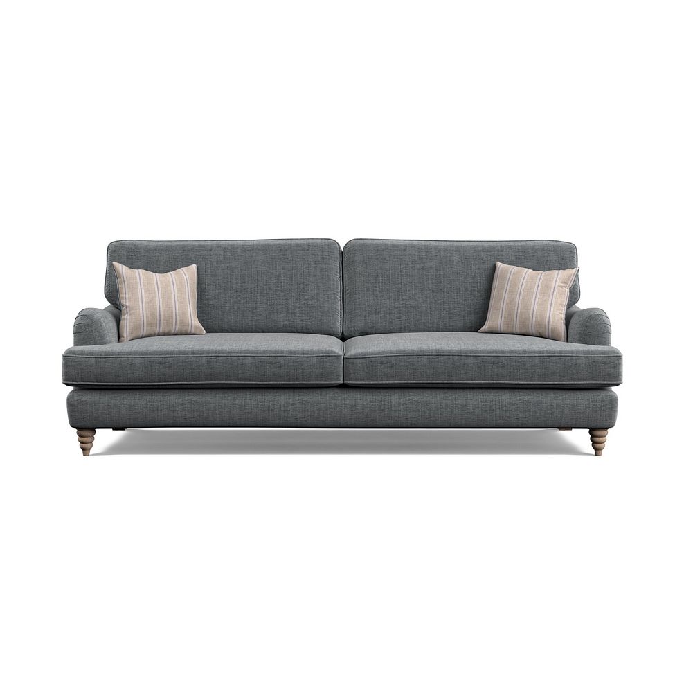 Stanmore 4 Seater Sofa in Grey Fabric with Cream Stripe Scatters 2