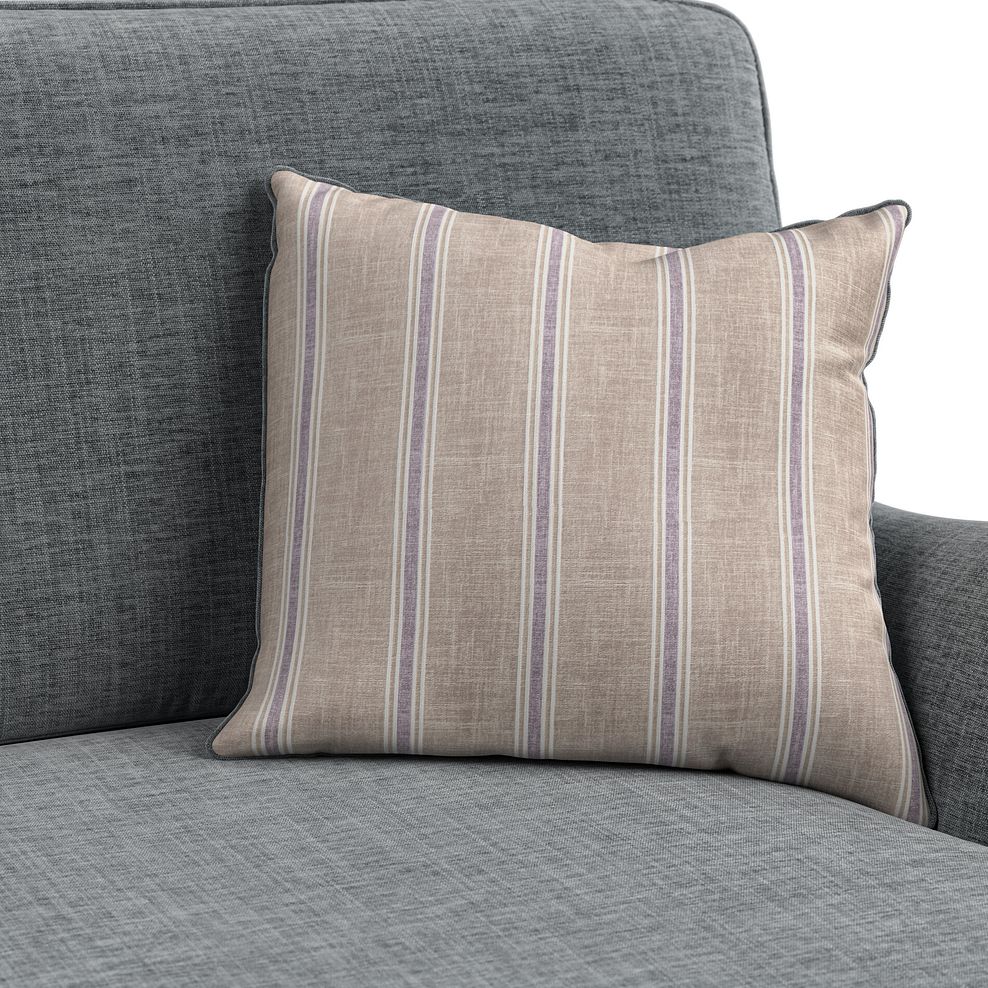 Stanmore 4 Seater Sofa in Grey Fabric with Cream Stripe Scatters 8