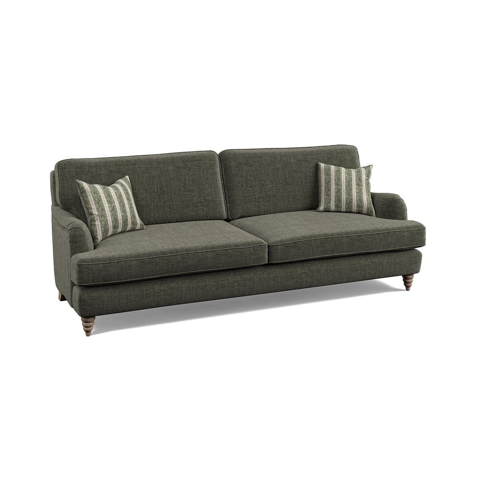 Stanmore 4 Seater Sofa in Thyme Fabric with Thyme Stripe Scatters 1
