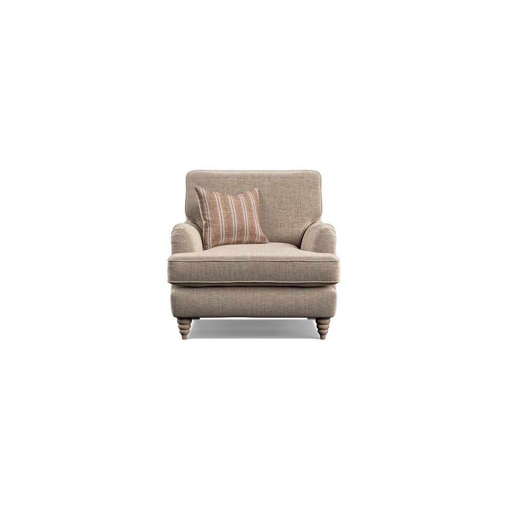 Stanmore Armchair in Cream Fabric with Pink Neutral Stripe Scatter 4