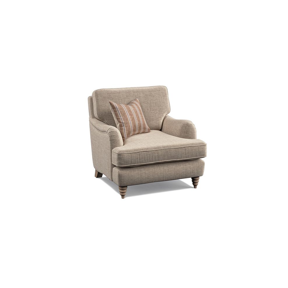 Stanmore Armchair in Cream Fabric with Pink Neutral Stripe Scatter 3