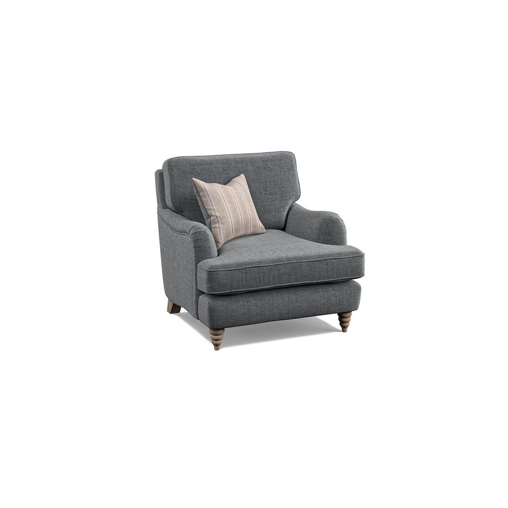 Stanmore Armchair in Grey Fabric with Cream Stripe Scatter 1