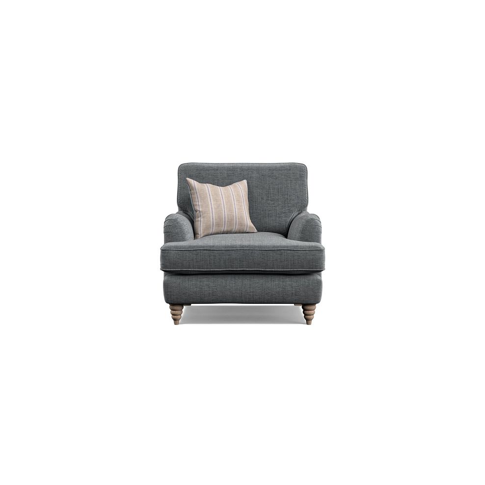 Stanmore Armchair in Grey Fabric with Cream Stripe Scatter 2