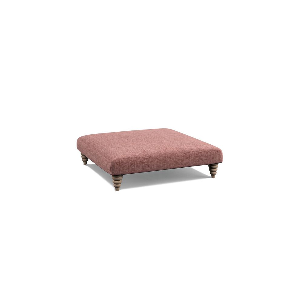 Stanmore Square Footstool in Dusky Pink Fabric 1