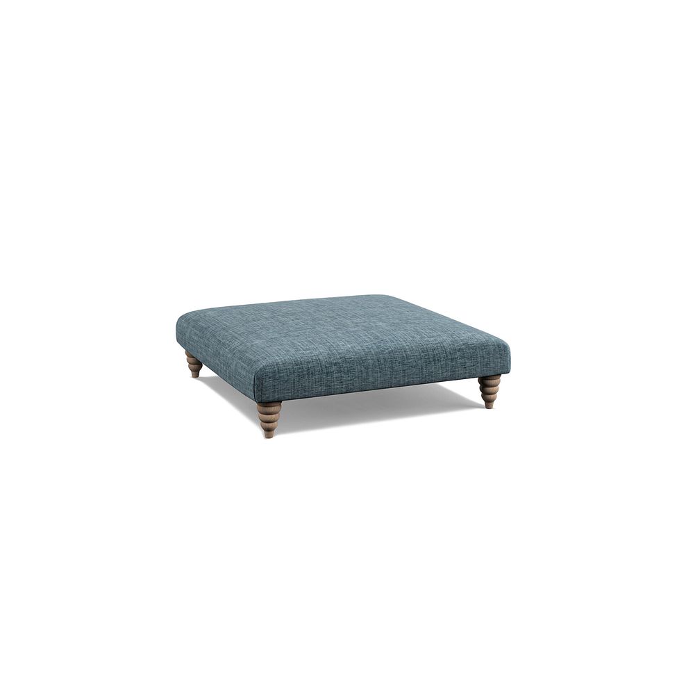 Stanmore Square Footstool in Prussian Fabric 1