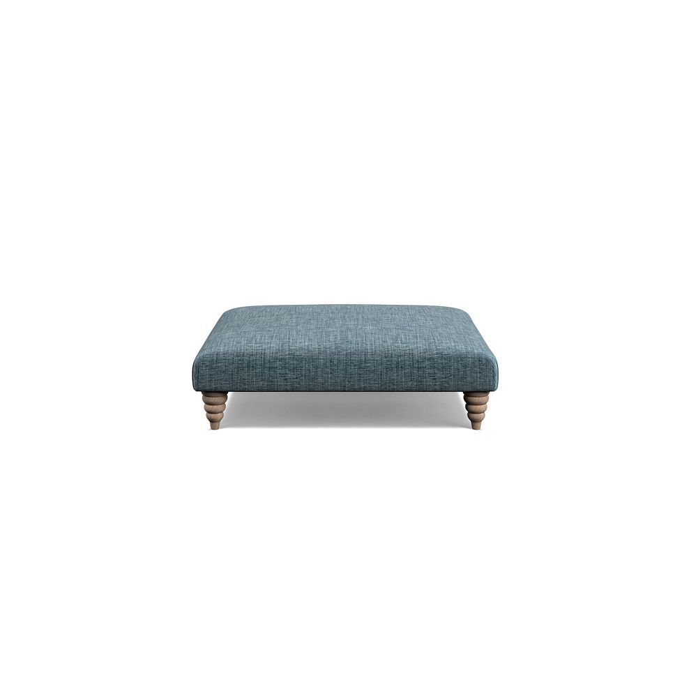 Stanmore Square Footstool in Prussian Fabric 2