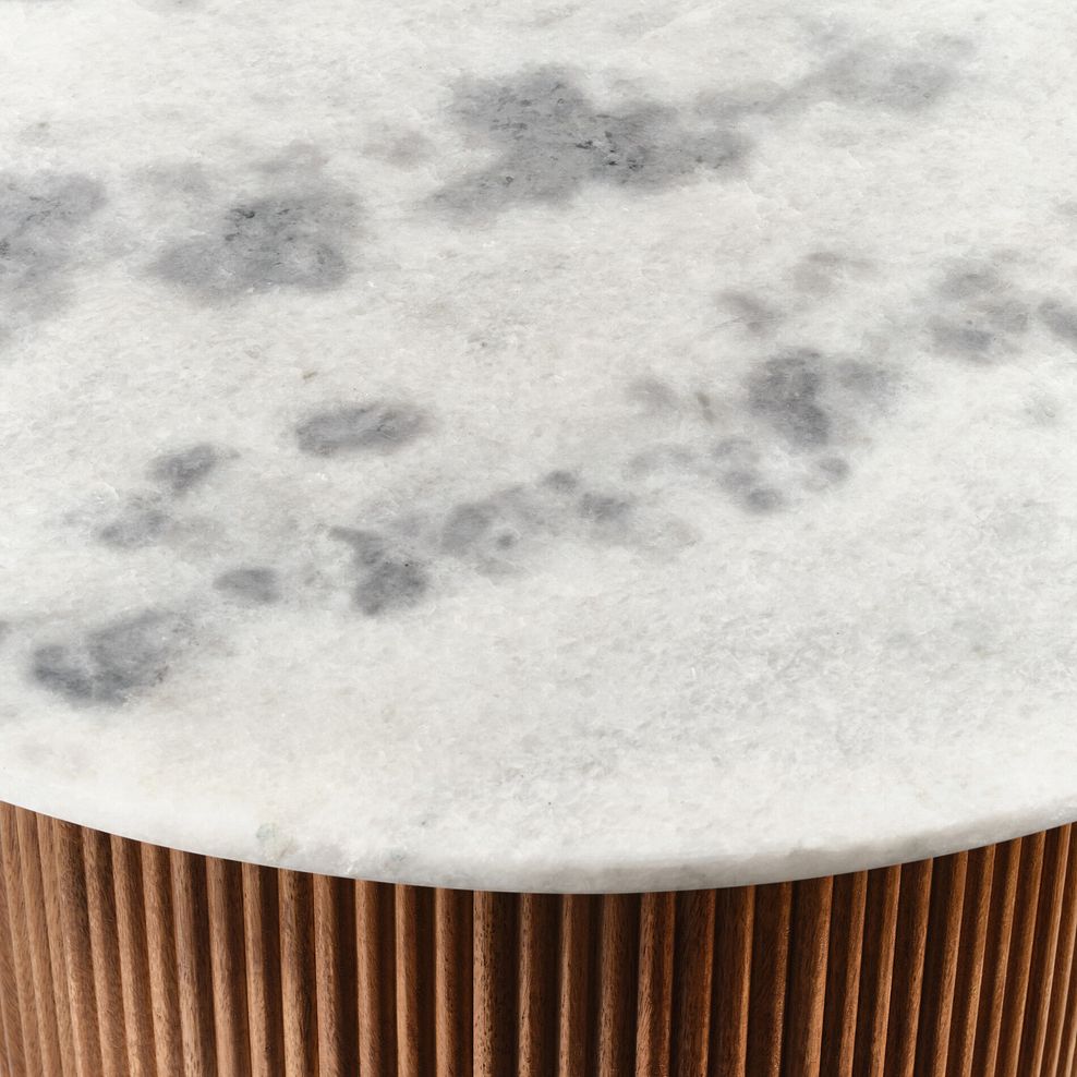 Stowe Marble and Solid Mango Wood Round Coffee Table Thumbnail 6