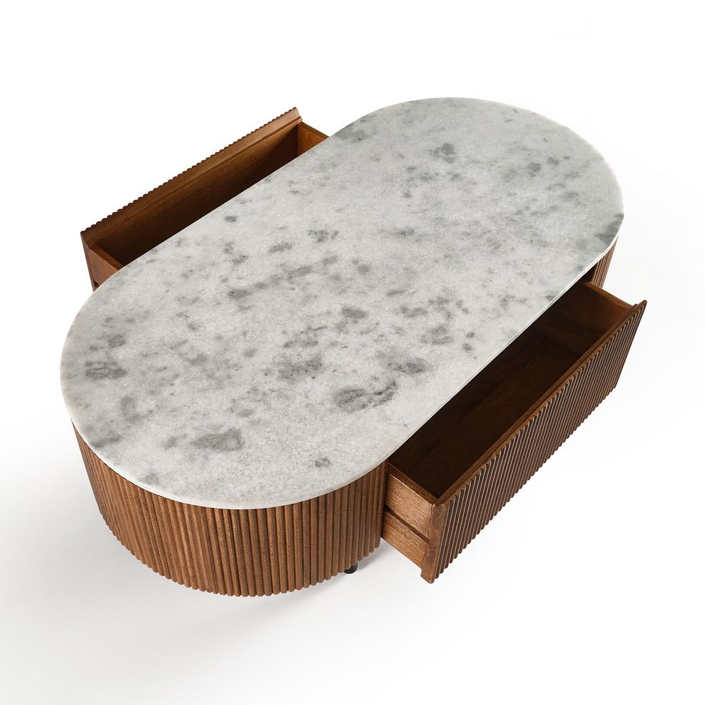 Stowe Marble and Solid Mango Wood Storage Coffee Table Thumbnail 6