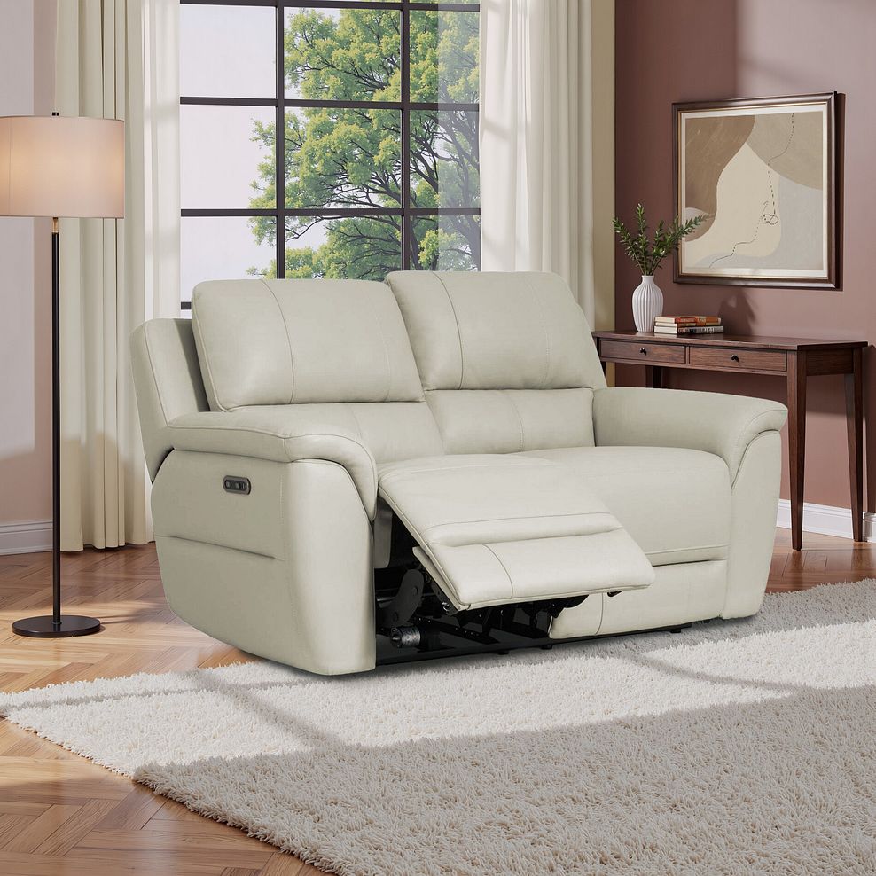Theo 2 Seater Power Recliner Sofa in Bone China Leather 1