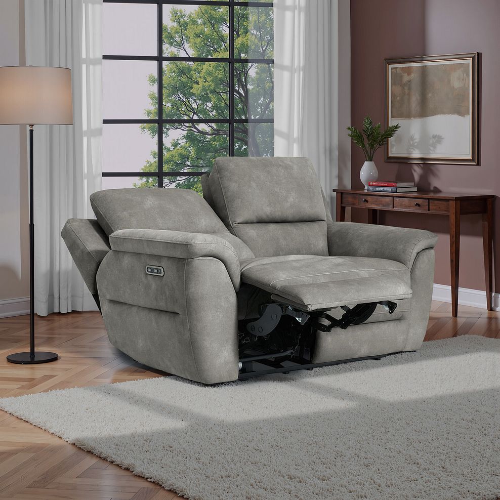 Theo 2 Seater Power Recliner Sofa in Dexter Stone Fabric 1