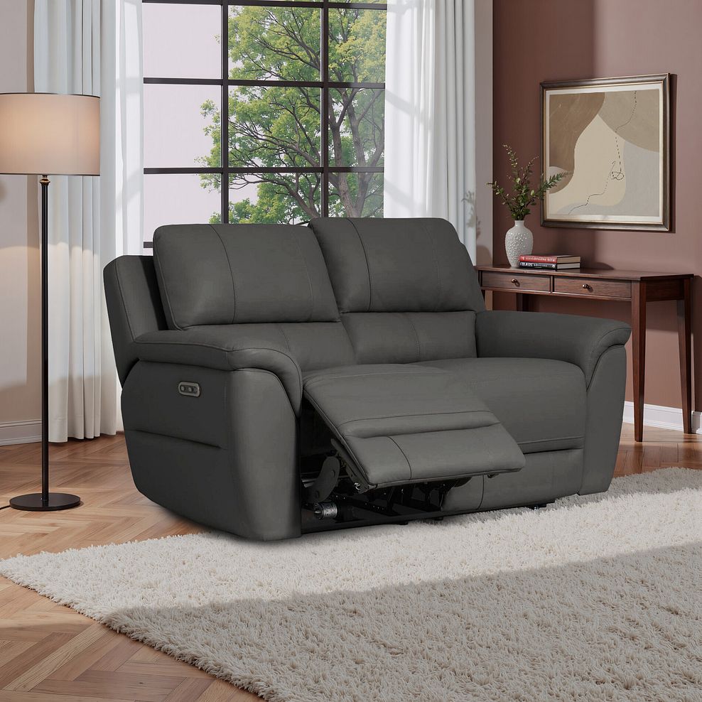 Theo 2 Seater Power Recliner Sofa in Elephant Grey Leather 1