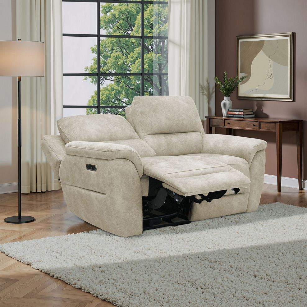 Theo 2 Seater Power Recliner Sofa in Marble Cream Fabric 1